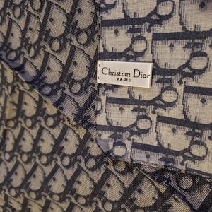 Christian Dior cotton monogram scarf blue